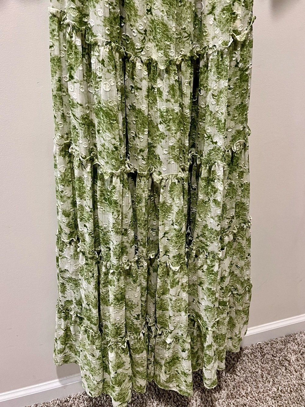 Misa Los Angeles Green Floral Off-Shoulder Tiered Maxi Fairy Cottagecore - Picture 5 of 8